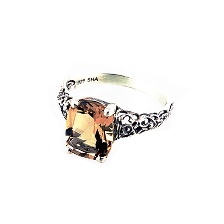 Marcasite and Citrine Filigree Ring - Click Image to Close